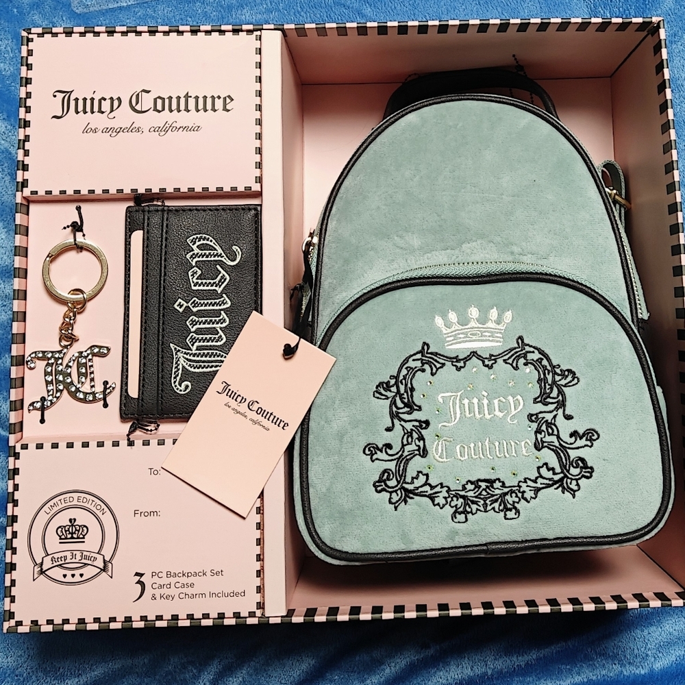 Juicy Couture Teal Backpack with Accessories